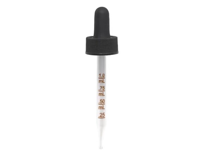 22-400 Black Ribbed Graduated Glass Dropper