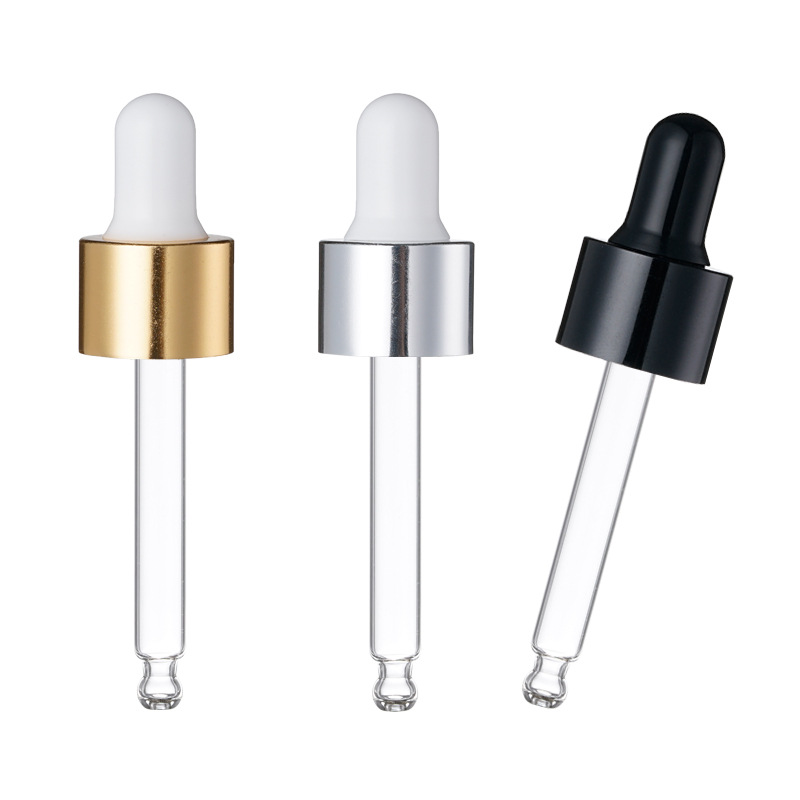 18-410 White Shiny Golden Collar Graduated Glass Dropper