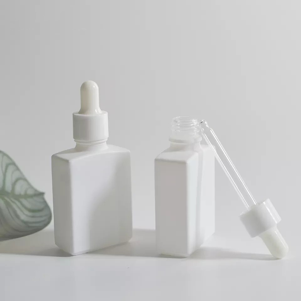 White SQUARE Glass Bottle