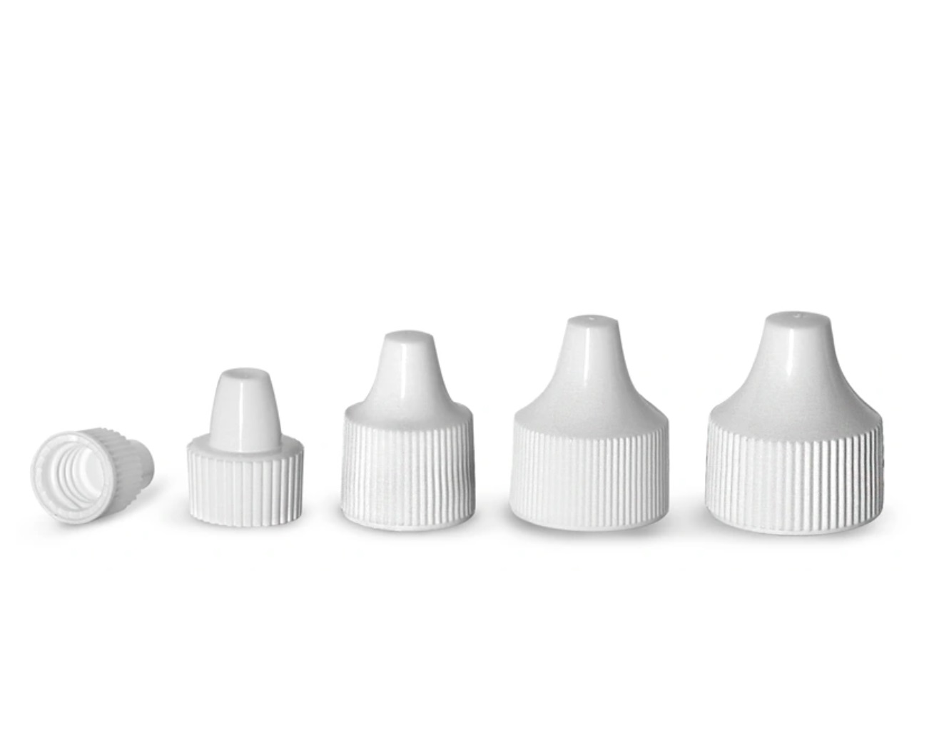 White Polypropylene Unlined Dropper Tip Caps